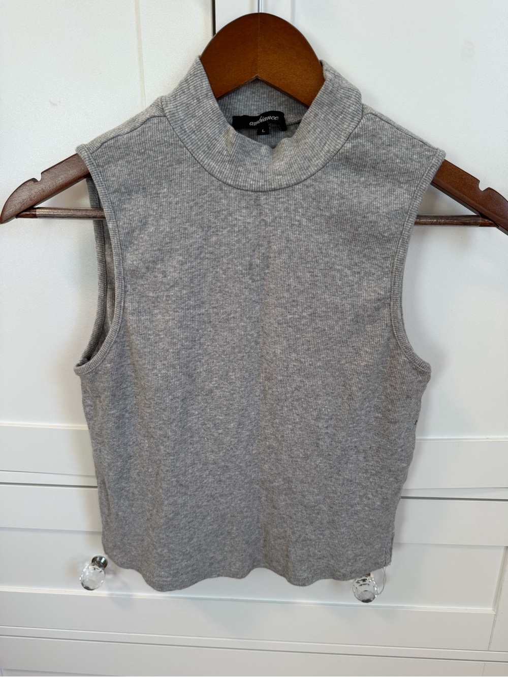 Sleeveless Mock Neck Top - Gray